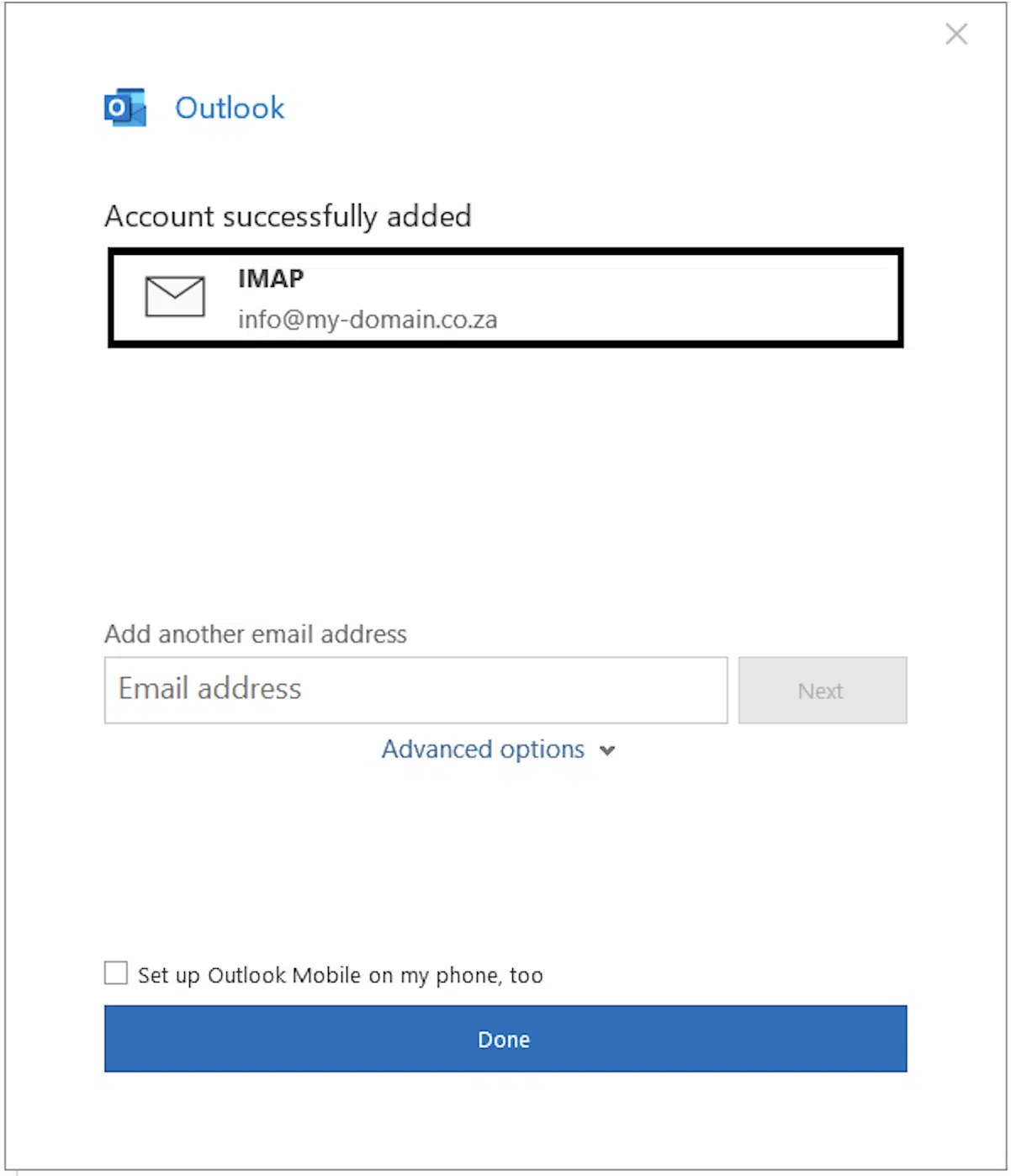 Email Setup Outlook 2016
