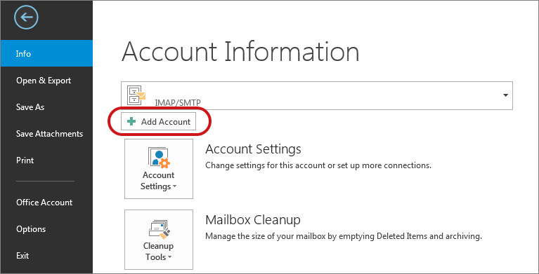 Email Setup Outlook 2016